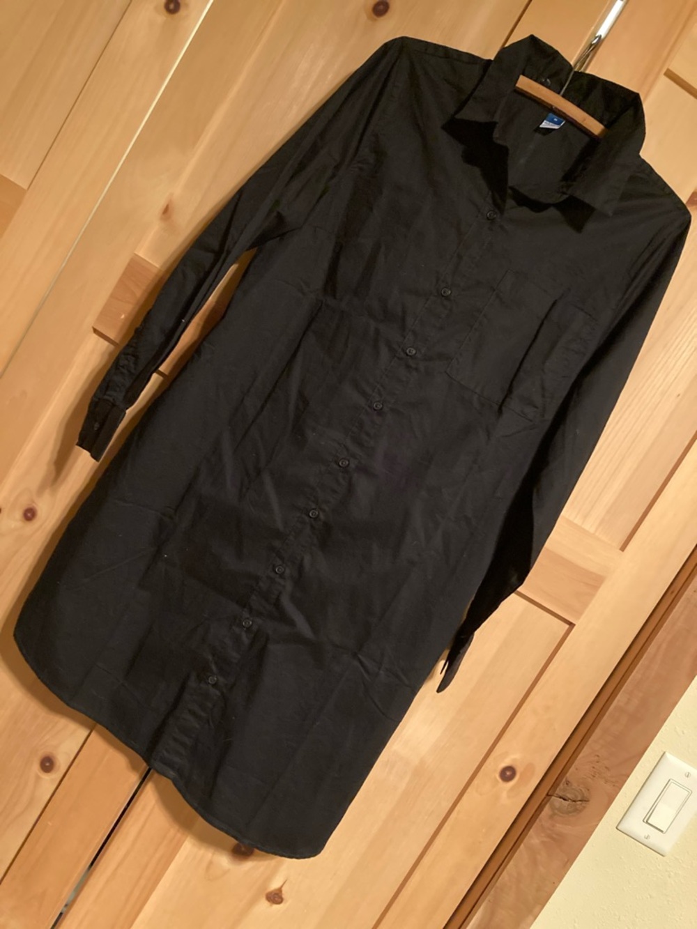 Old Navy Cotton Poplin Black Button Down Shirt Dress